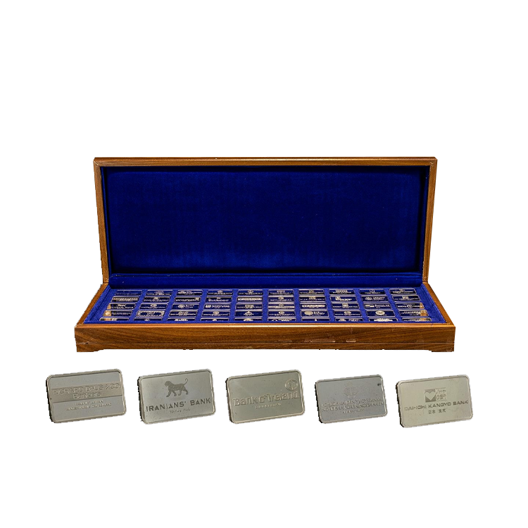 50-piece silver bar set John Pinches front