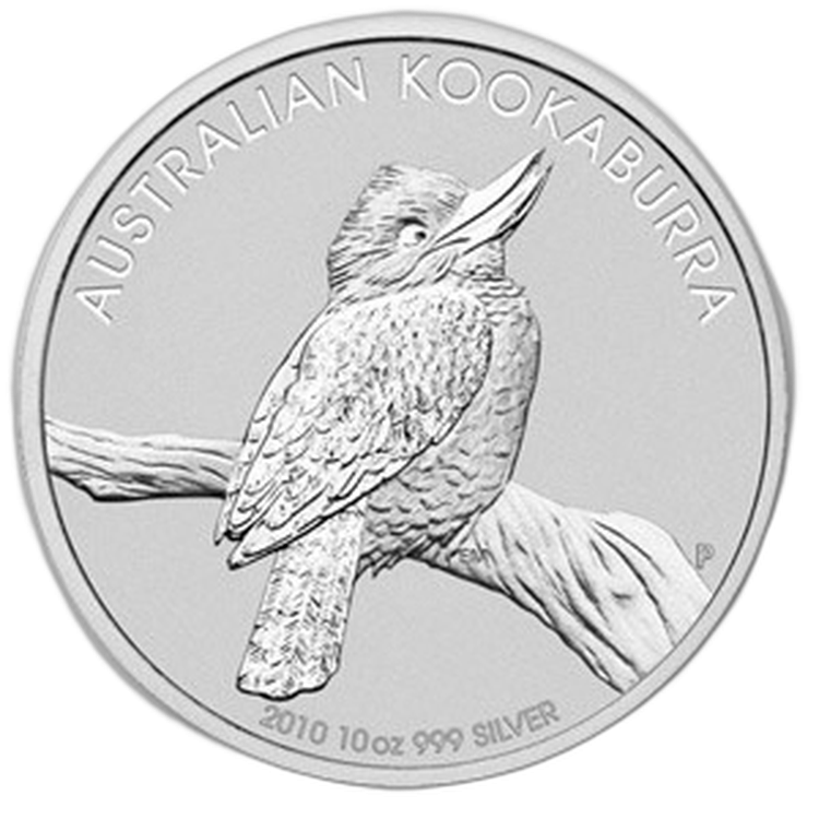 10 troy ounce zilver Kookaburra munt 2010 voorkant