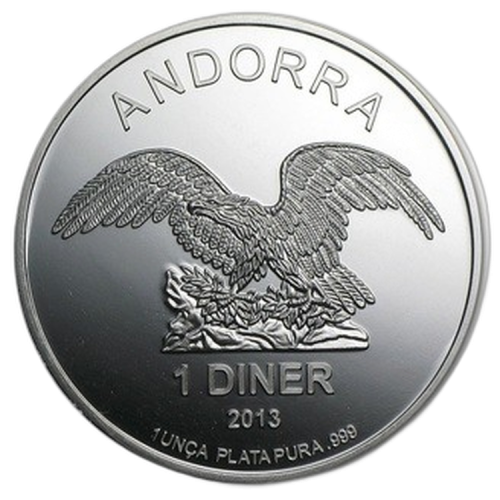 1 Troy ounce silver coin Andorra Eagle front