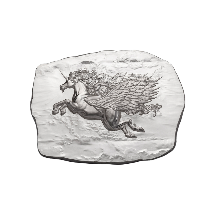 10 troy ounce zilverbaar Winged Unicorn voorkant