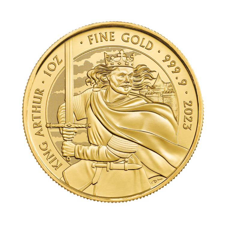 1 troy ounce gouden munt King Arthur 2023 voorkant
