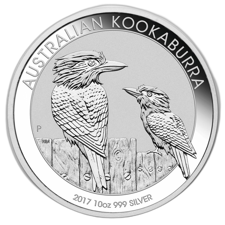 Zilveren Kookaburra munt 10 troy ounce zilver 2017 voorkant