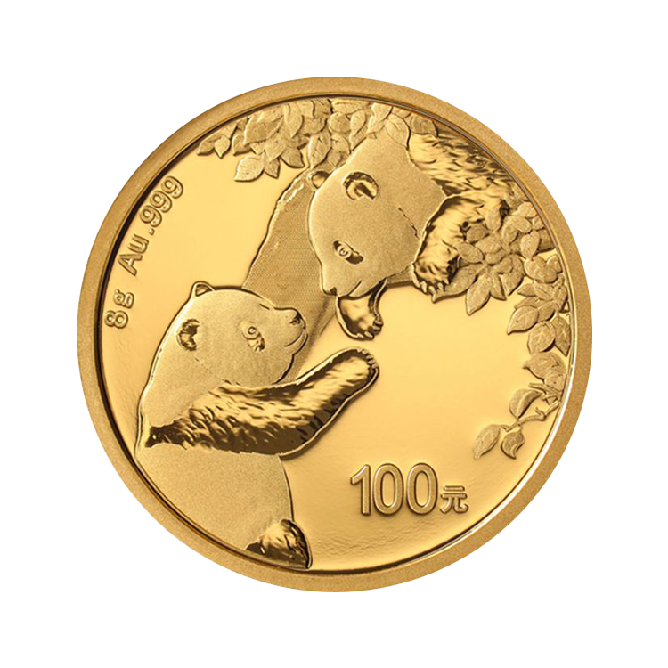 8 gram gouden munt Panda 2023 voorkant