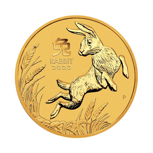 1 troy ounce gouden munt Lunar 2023 voorkant