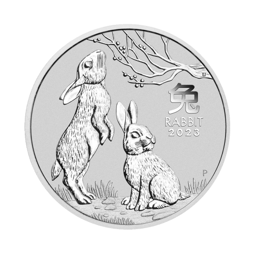 1 troy ounce zilveren Lunar Year of the Rabbit 2023 voorkant