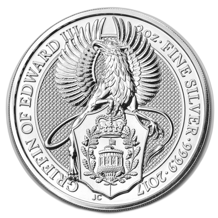 2017 Griffin - 2 troy ounce silver Queens Beast coin front