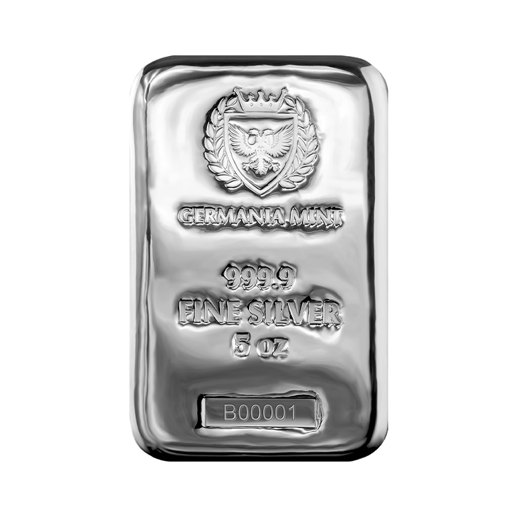 5 troy ounce silver bar Germania Mint front