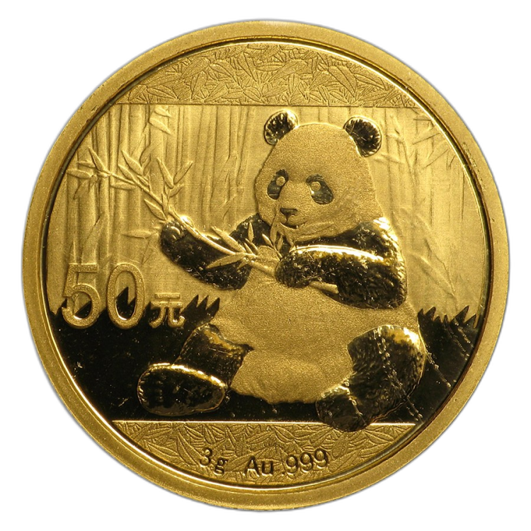 3 Gram gouden Panda munt 2017 voorkant