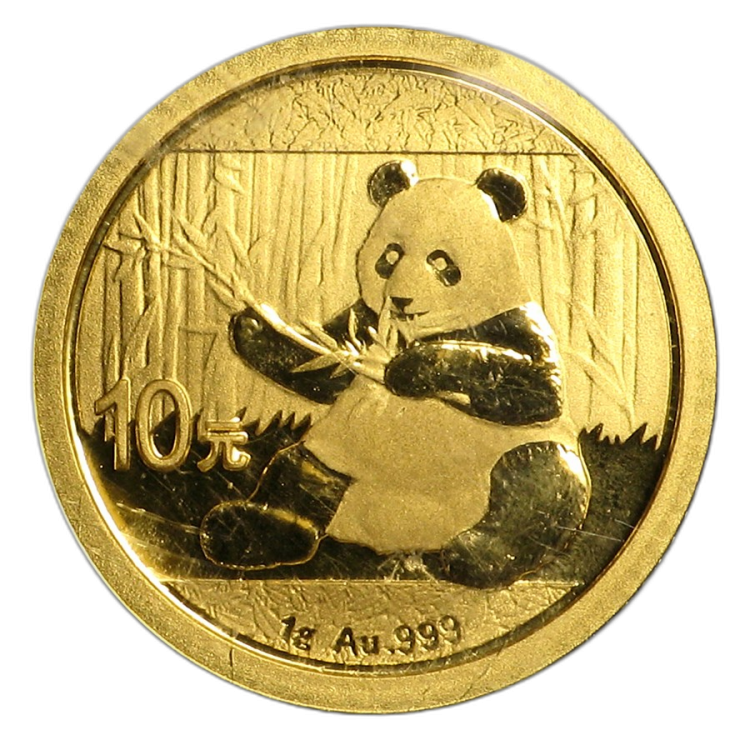 1 Gram gouden Panda munt 2017 voorkant