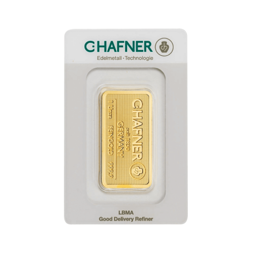 Gold bar 1 troy ounce C. Hafner front