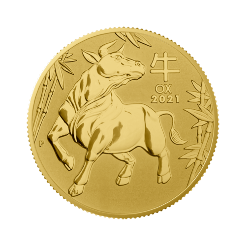 1/2 troy ounce gouden munt Lunar 2021 voorkant