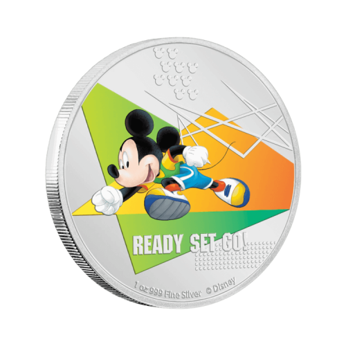 1 troy ounce zilveren munt Disney Mickey Mouse - ready set go proof 2020 voorkant