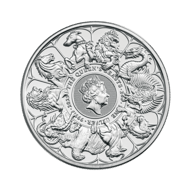 2 Troy ounce zilveren munt Queens Beasts completer 2021 voorkant