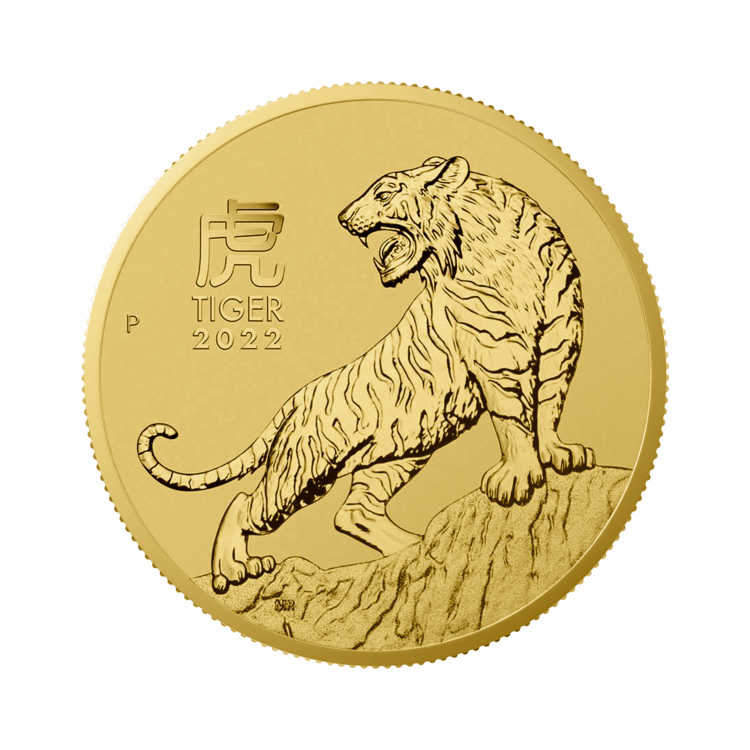 1 Troy ounce gouden munt Lunar 2022 voorkant