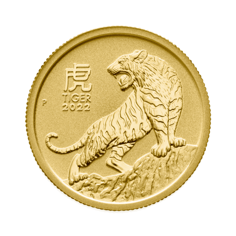 1/4 Troy ounce gouden munt Lunar 2022 voorkant