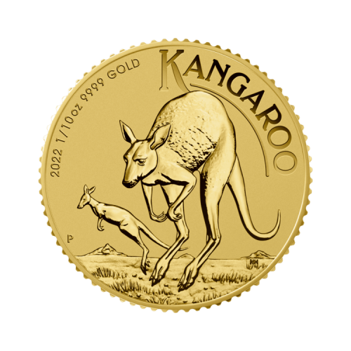 1/10 troy ounce gouden munt Kangaroo 2022 voorkant