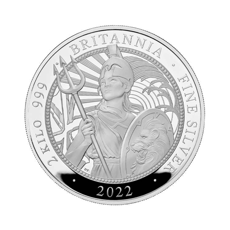 2 kilo zilveren munt Britannia 2022 Proof voorkant