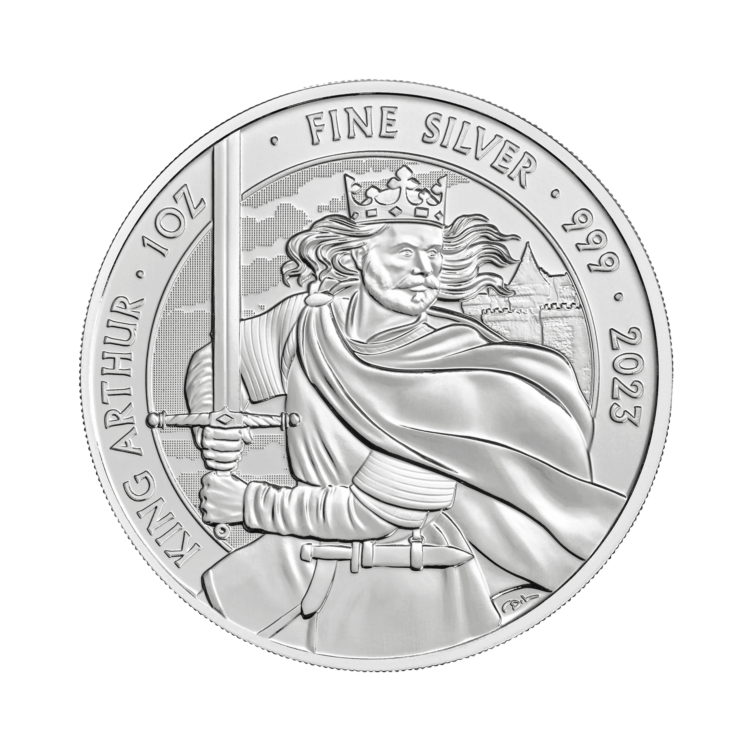 1 troy ounce zilveren munt King Arthur 2023 voorkant