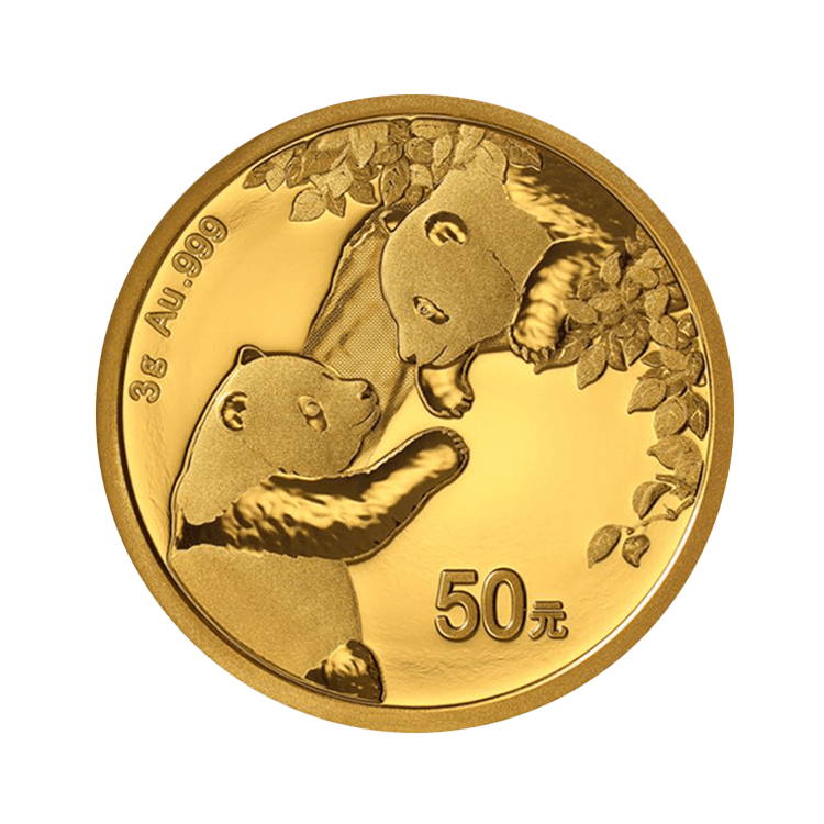 3 gram gouden munt Panda 2023 voorkant