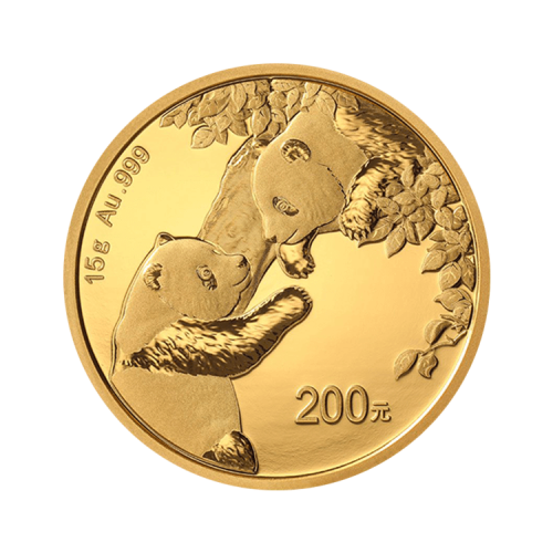 15 gram gouden munt Panda 2023 voorkant