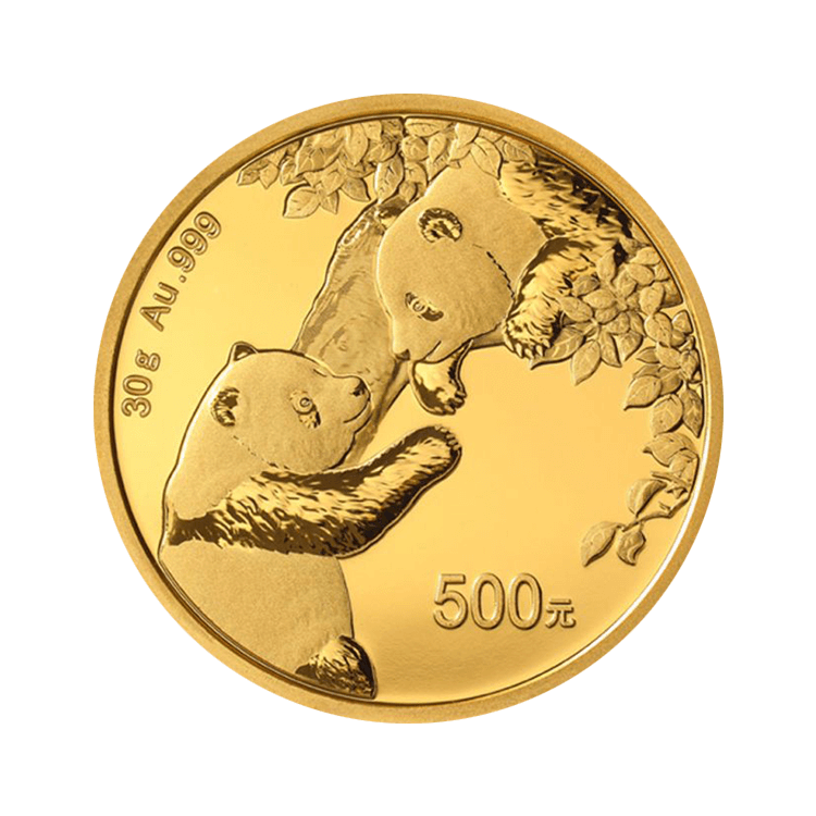 30 gram gouden munt Panda 2023 voorkant