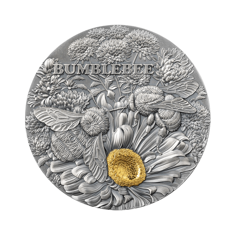2 troy ounce zilveren munt Hommel antieke afwerking 2023 voorkant