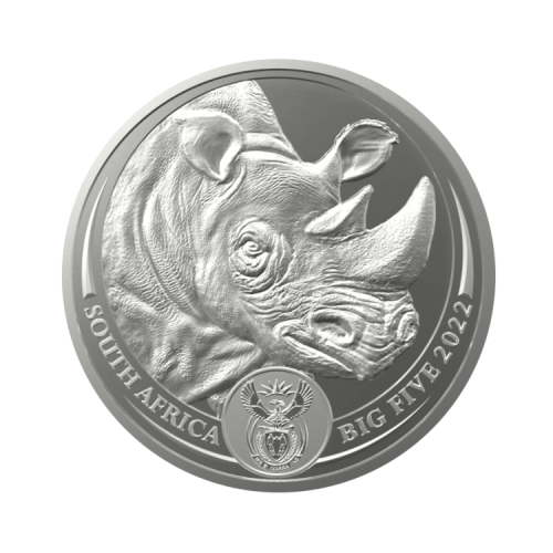 1 troy ounce silver coin Big Five Rhino 2022 front