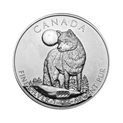 1 troy ounce zilveren munt Canada Wildlife serie - Wolf 2011 voorkant