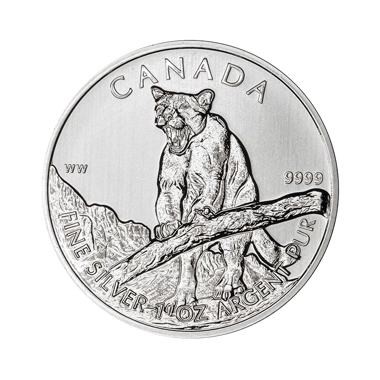 1 troy ounce zilveren munt Canada Wildlife serie - Poema 2012 voorkant