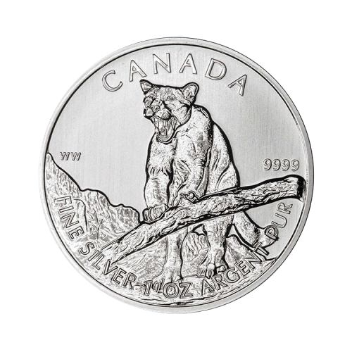 1 troy ounce zilveren munt Canada Wildlife serie - Poema 2012 voorkant