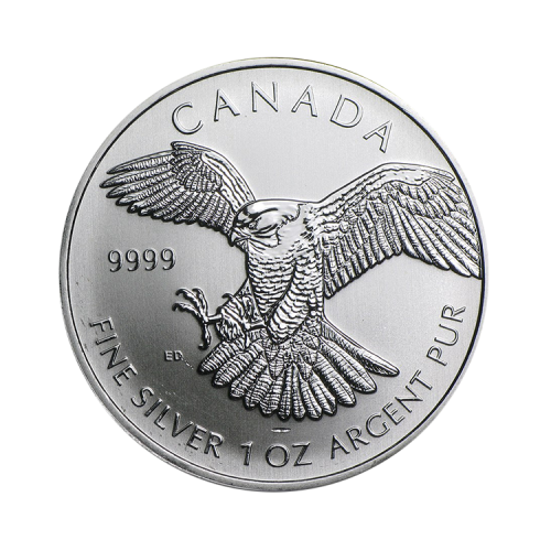 1 troy ounce zilveren munt Birds of Prey - Peregrine Falcon 2014 voorkant