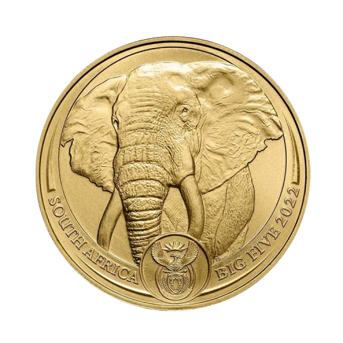 1 troy ounce golden coin Big Five Elephant front