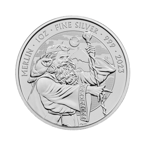 1 troy ounce silver Merlin coin 2023 front