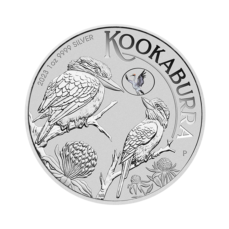 1 troy ounce silver coin Kookaburra with Brolgra Privy Mark 2023 front