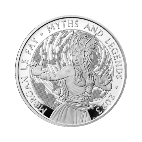 1 troy ounce silver Morgan Le Fay proof coin 2023 front