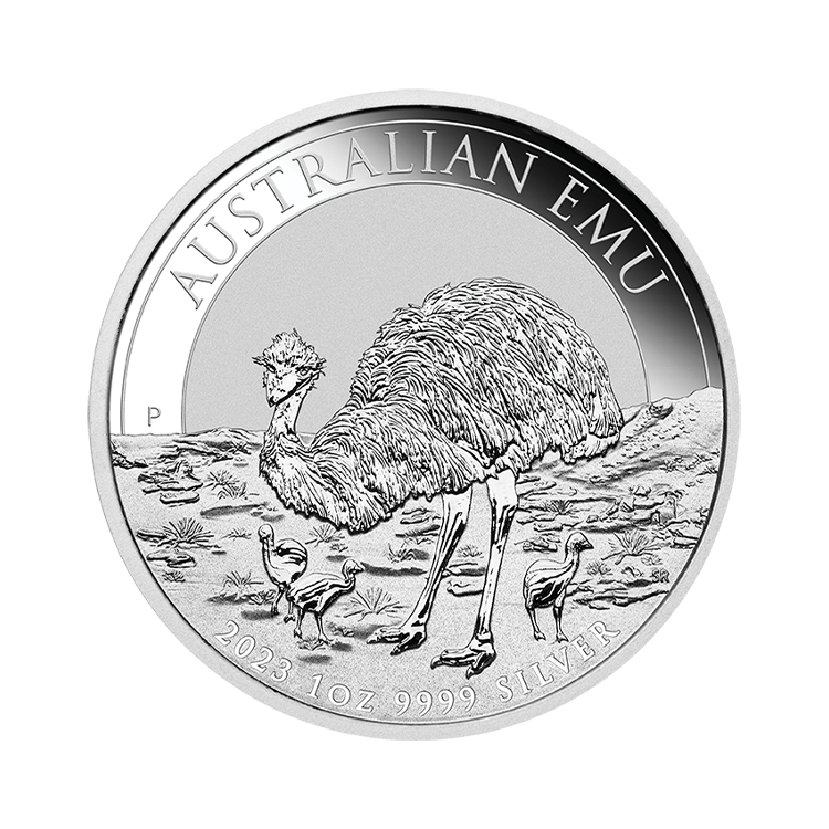 1 troy ounce silver Australian Emu coin 2023 front