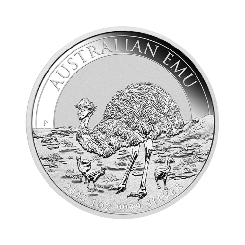 1 troy ounce zilveren Australian Emu munt 2023 voorkant