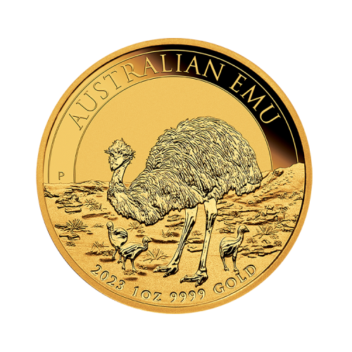 1 troy ounce gold Australian Emu coin 2023 front