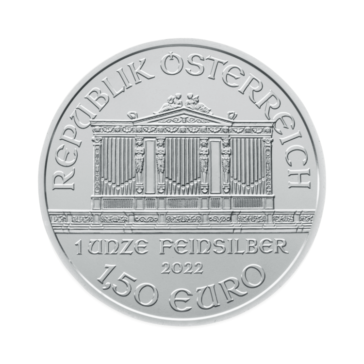 1 troy ounce zilveren Wiener Philharmoniker munt 2024 achterkant