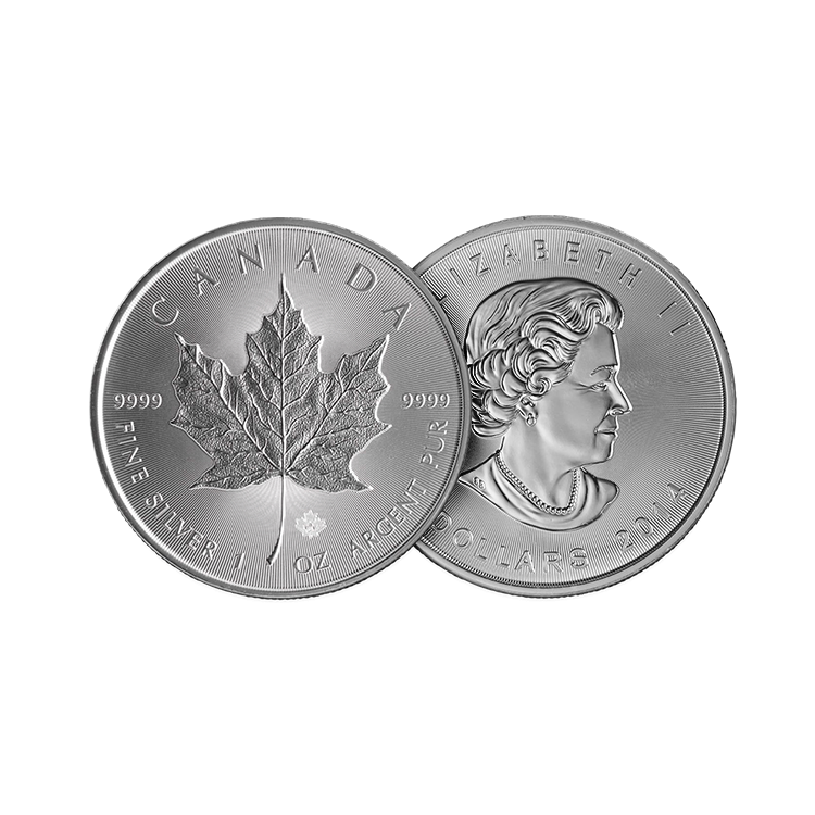 1 troy ounce zilver Maple Leaf munt perspectief 1