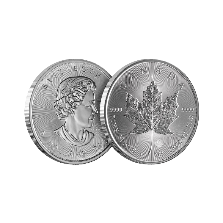 1 troy ounce zilver Maple Leaf munt perspectief 2