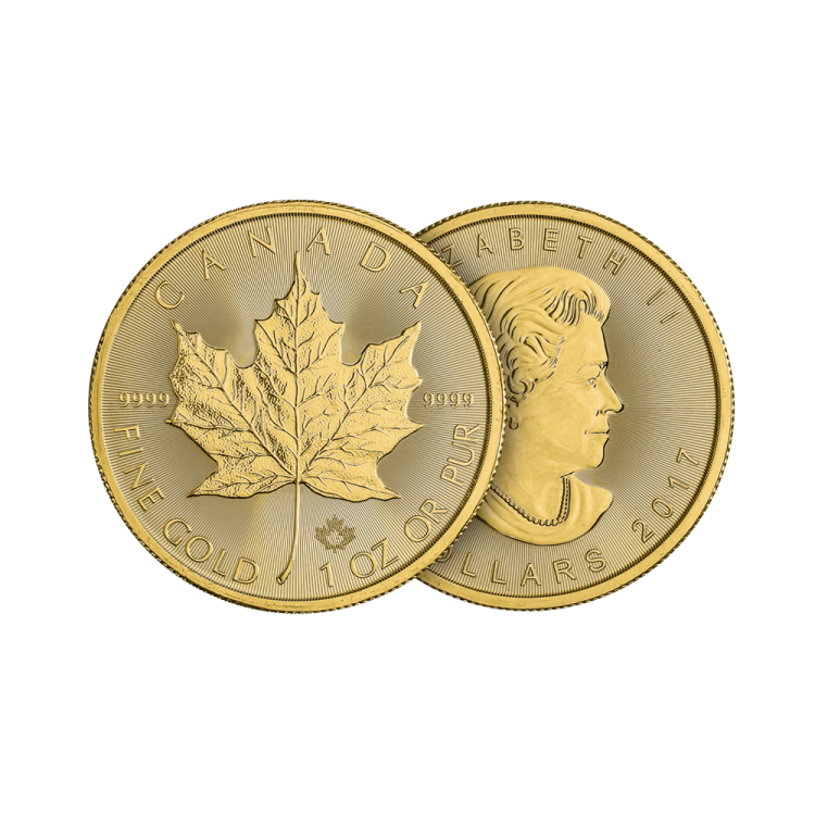 1 troy ounce gouden Maple Leaf munt perspectief 1