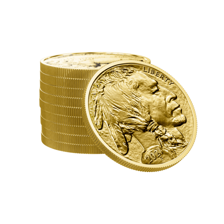 1 troy ounce gouden American Buffalo munt 2024 perspectief 3