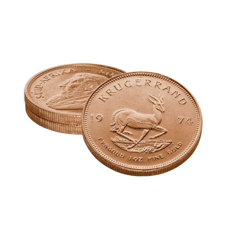 1 troy ounce gold Krugerrand coin angle 3