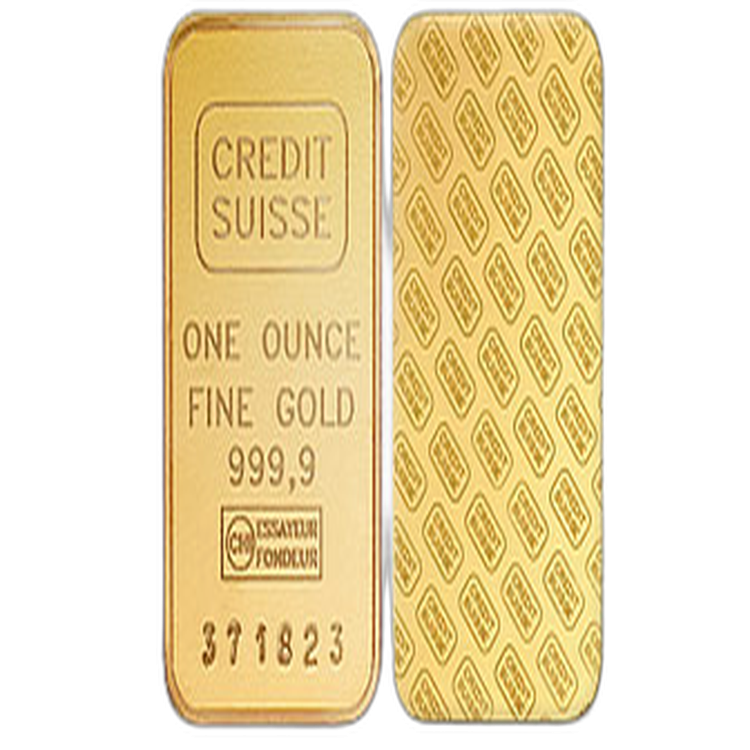 1 troy ounce goudbaar Credit Suisse achterkant