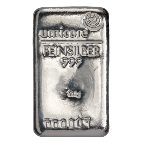 500 Grams silver bar Umicore front