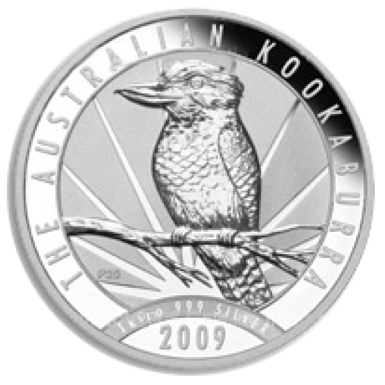 10 troy ounce zilver Kookaburra munt 2009 achterkant