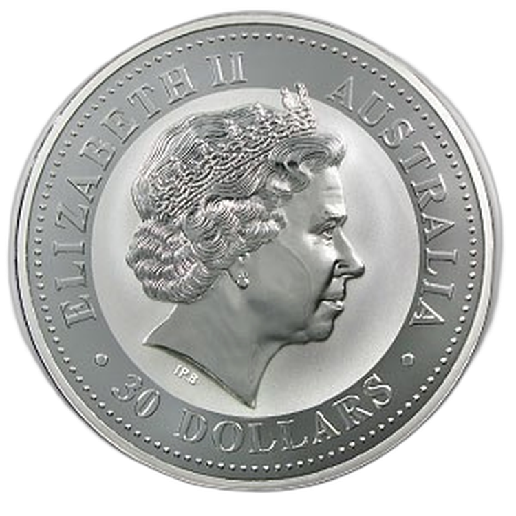 1 Kilo zilver munt Kookaburra 1999 achterkant