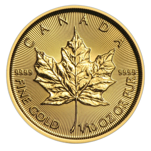 Gold 1/10 troy ounce Maple Leaf coin 2017 front