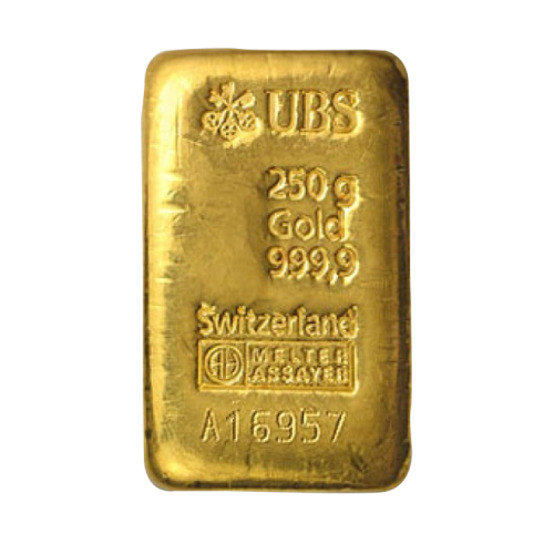 250 gram gold bar front